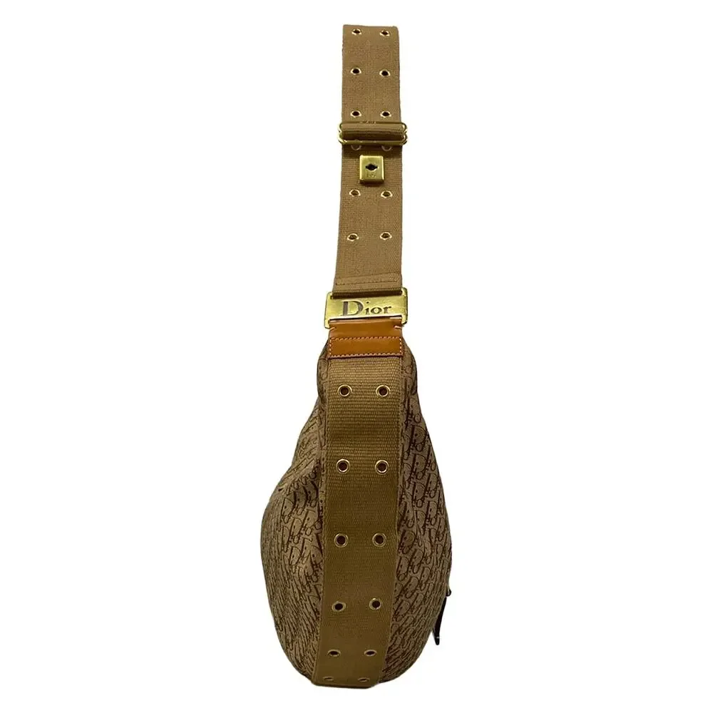 Christian Dior Street Chic/Trotter Shoulder Bag Beige Brown Jacquard Leather - Picture 2 of 15